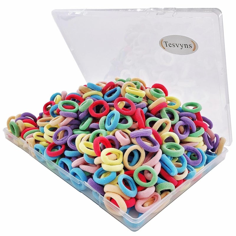 Tesvyns 200Pcs Baby Hair Ties Cotton Toddler Hair Ties for Girls and Kids, Kids Seamless Hair Bands Ponytail Holders(Multiple colors) - Image 1